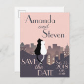 Huwelijksontwerp met katten thema aankondigingskaart (Voorkant / Achterkant)