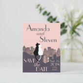 Huwelijksontwerp met katten thema aankondigingskaart (Staand voorkant)