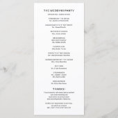 Huwelijksorde van de Dienst Ceremonie Programma Programmakaart (Achterkant)