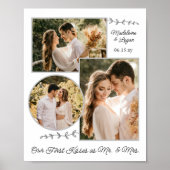 Huwelijkspaar Custom Fotocollage Mr. Mrs. Kisses Poster (Voorkant)