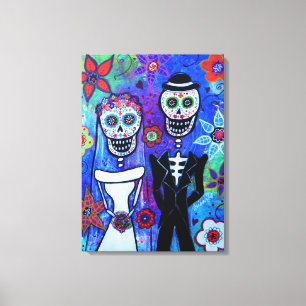 Huwelijkspaar Dia de los Muertos Canvas Afdruk