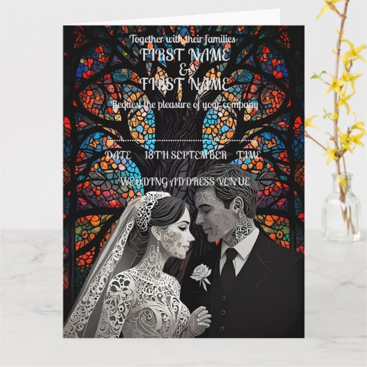 Huwelijkspaar gepersonaliseerde cadeau-ideeën kaart (Gele Bloem)