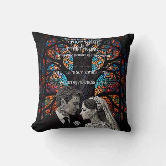 Huwelijkspaar gepersonaliseerde cadeau-ideeën kussen (Voorkant)