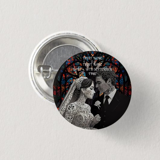 Huwelijkspaar gepersonaliseerde cadeau-ideeën ronde button 3,2 cm (Voorkant /achterkant)