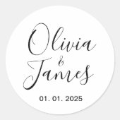 Huwelijkspaar naamlabels | Rond wit Ronde Sticker (Voorkant)