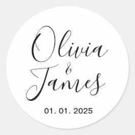 Huwelijkspaar naamlabels | Rond wit Ronde Sticker