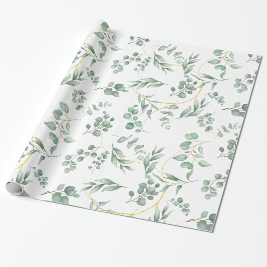 Huwelijkspapier Eucalyptus thema Cadeaupapier (Uitgerold)