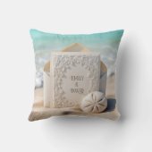 Huwelijkspapier met strand Sand Dollar Kussen (Achterkant)