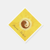 HUWELIJKSPAPIER SERVEERT. Gouden YinYang duiven. Servetten (Hoek)