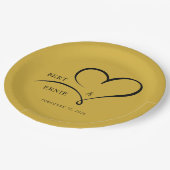 Huwelijkspapieren bord met eigen tekst 9" rond aan (Gekanteld)