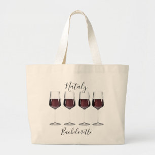 Huwelijkspartij rode wijn glazen grote tote bag