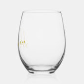 Huwelijkspartij Script Lettertype Gepersonaliseerd Wijnglas Zonder Voet (Links)