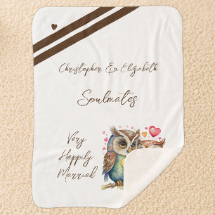 Huwelijkspartner zielsvrienden cute uilen jubileum sherpa deken