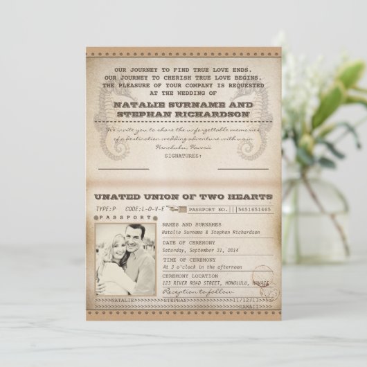  huwelijkspaspoort nodigt uit kaart (Staand voorkant)