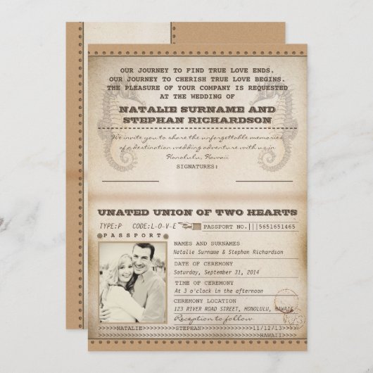  huwelijkspaspoort nodigt uit kaart (Voorkant / Achterkant)