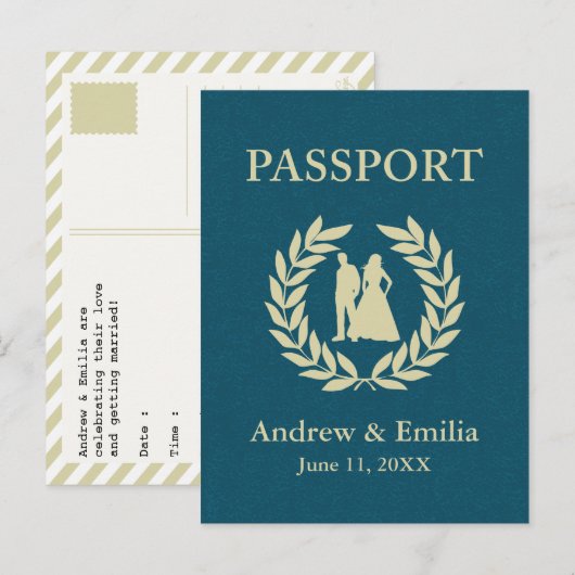 huwelijkspaspoort uitnodiging briefkaart (Voorkant / Achterkant)