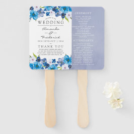 Huwelijkspatronen van Blue Floral Wedding Program Handwaaier