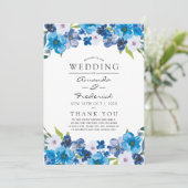 Huwelijkspatronen van Blue Floral Wedding Program Programmakaart (Staand voorkant)