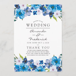 Huwelijkspatronen van Blue Floral Wedding Program Programmakaart