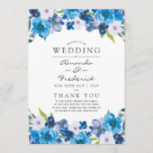 Huwelijkspatronen van Blue Floral Wedding Program Programmakaart (Voorkant)