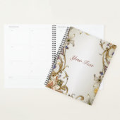 Huwelijksplanner met witte gouden bloemen planner (Display)