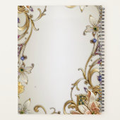 Huwelijksplanner met witte gouden bloemen planner (Achterkant)