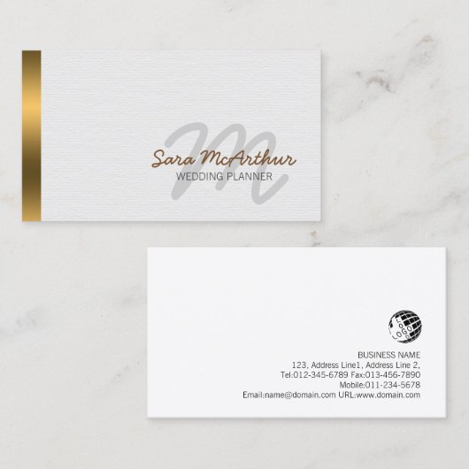 Huwelijksplanner Personal Services Monogram Visitekaartje (Voorkant / Achterkant)