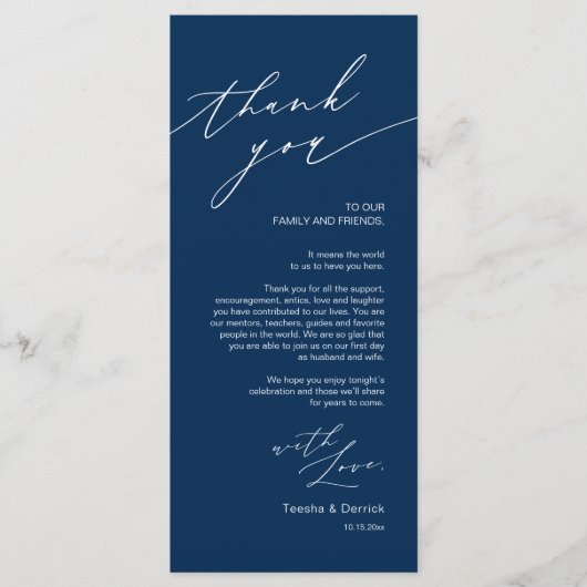 Huwelijksplek instellen Dank u minimalistische Kaa Programmakaart (Voorkant)