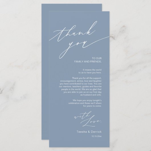 Huwelijksplek instellen Dank u minimalistische Kaa Programmakaart (Voorkant / Achterkant)