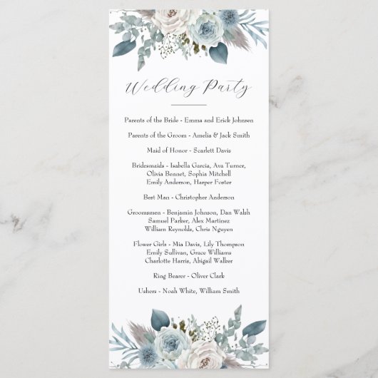 Huwelijksprogramma (4 "x9") programmakaart (Achterkant)