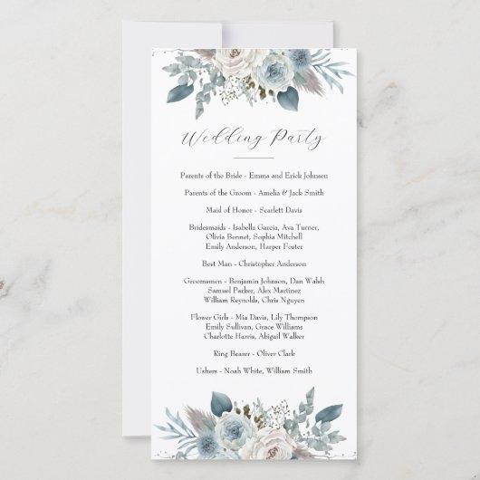 Huwelijksprogramma (8 "x4") (Achterkant)