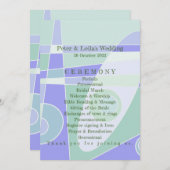 Huwelijksprogramma Abstracte pastel Paarse groen Programmakaart (Voorkant / Achterkant)