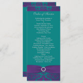 Huwelijksprogramma | BEDRUKT LINT Paarse, Blauwgro Programmakaart (Voorkant / Achterkant)