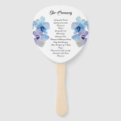 Huwelijksprogramma | Blauwe orchidee Handwaaier (Voorkant)