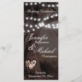 Huwelijksprogramma | Boom met feestverlichting Programmakaart