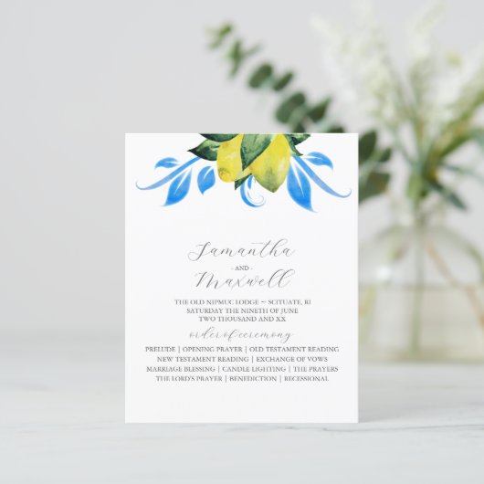 Huwelijksprogramma Botanische citroenen Bladeren (Staand voorkant)