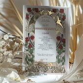 Huwelijksprogramma Bougainvillea Bourgondië Goud Folie Uitnodiging