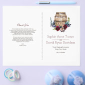 Huwelijksprogramma Burgundy Bloemige Wijnvat Herfs (Enkel)