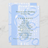 Huwelijksprogramma Cultuur Mozaïek Bloemen Blauw 1 Programmakaart (Voorkant / Achterkant)