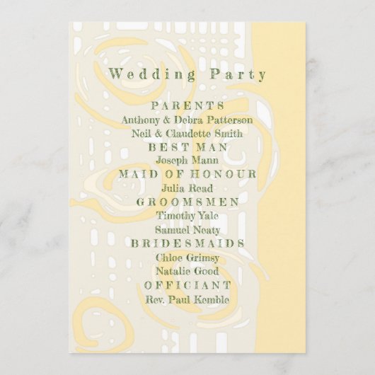 Huwelijksprogramma Cultuur Mozaïek Bloemen Karneme Programmakaart (Achterkant)