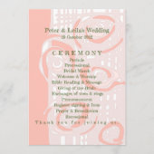 Huwelijksprogramma Cultuur Mozaïek Bloemen Koraal Programmakaart (Voorkant)