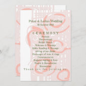 Huwelijksprogramma Cultuur Mozaïek Bloemen Koraal  Programmakaart (Voorkant / Achterkant)