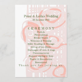 Huwelijksprogramma Cultuur Mozaïek Bloemen Koraal  Programmakaart