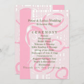 Huwelijksprogramma Cultuur Mozaïek Bloemen Roze 1 Programmakaart (Voorkant / Achterkant)