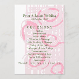 Huwelijksprogramma Cultuur Mozaïek Bloemen Roze 2 Programmakaart