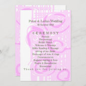 Huwelijksprogramma Cultuur Mozaïek Bloemen Roze 4 Programmakaart (Voorkant / Achterkant)
