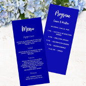 Huwelijksprogramma diner menu koninklijk blauw wit