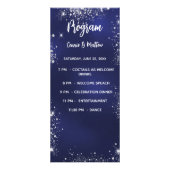 Huwelijksprogramma diner menu marine blauw zilver (Voorkant)