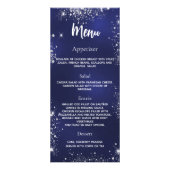 Huwelijksprogramma diner menu marine blauw zilver (Achterkant)