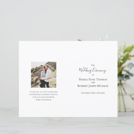 Huwelijksprogramma Eenvoudig Zwart-Wit Script (Staand voorkant)